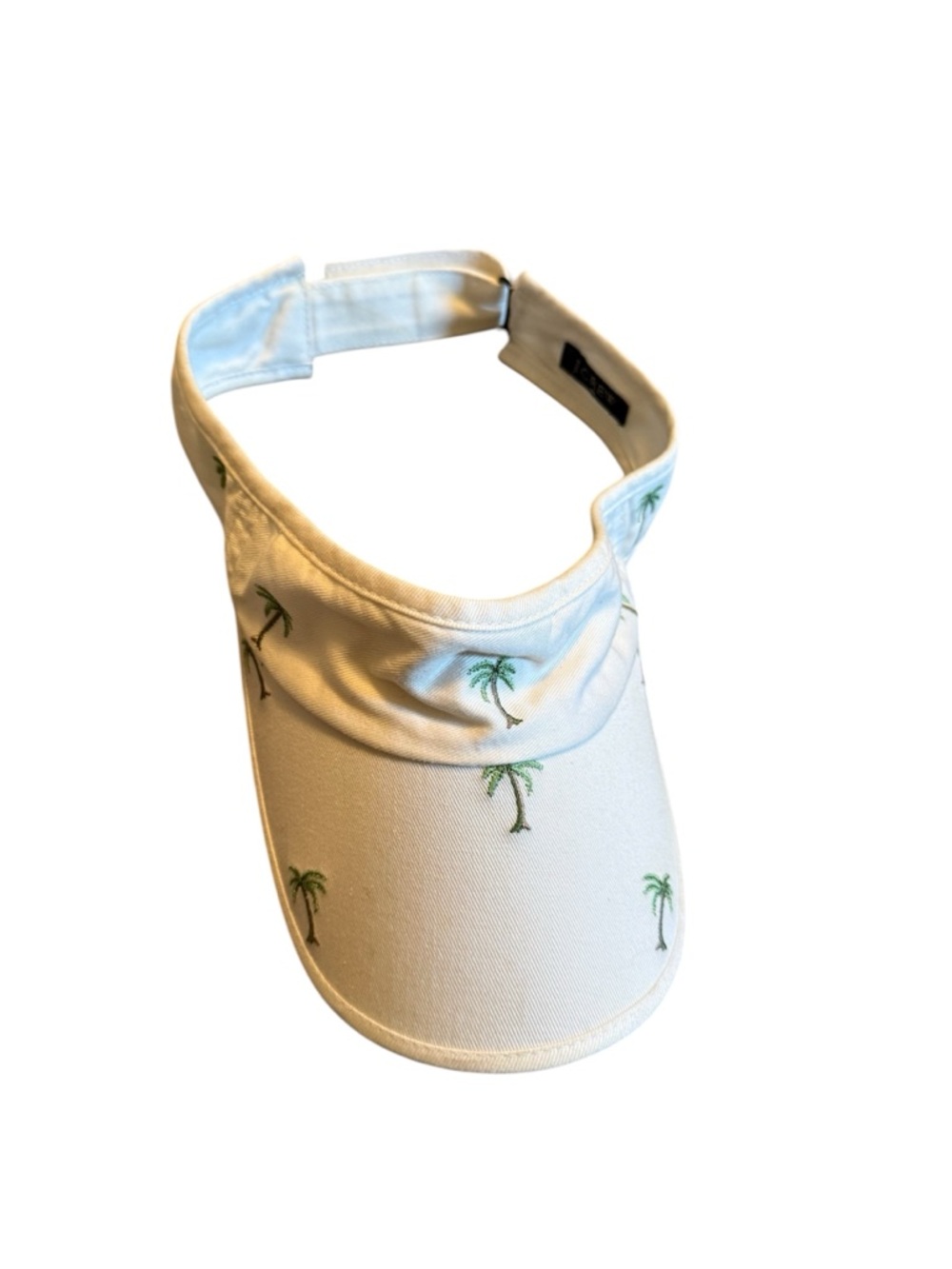 J. Crew White Visor with Green Palm Embroidery